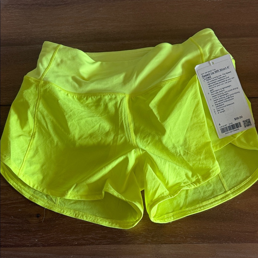 Lululemon Athletica Vibrant Yellow Athletic Shorts
